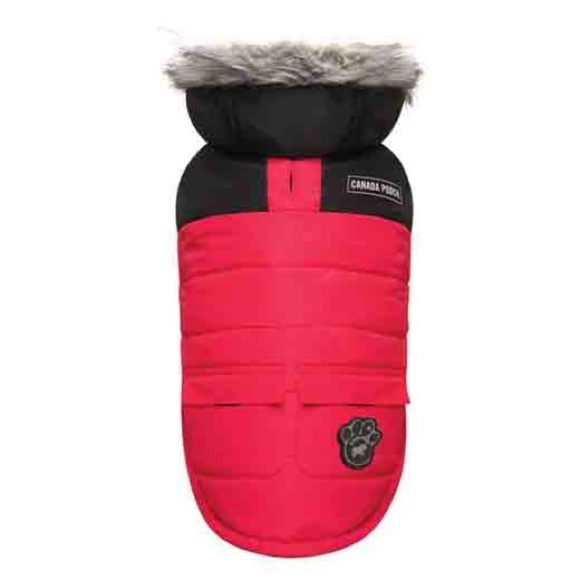 Canada Pooch size 10 dog coat parka red hood fur - Picture 8 of 8